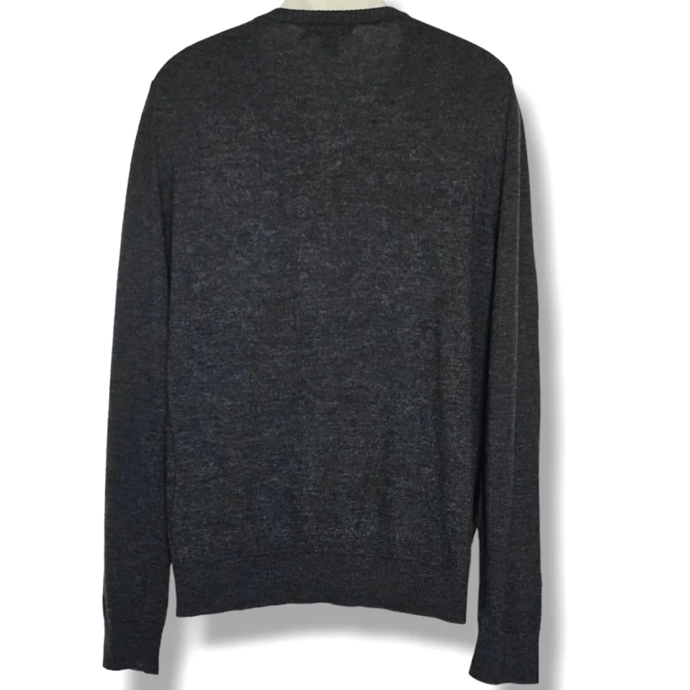 Banana Republic Sweater Mens Size XL Extra Fine Merino Wool‎ V-Neck Gray Preppy